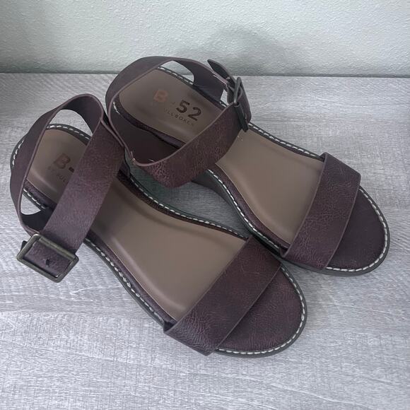 B-52 Bullboxer Dalia Wedge Sandals - Camel Brown - Size 8